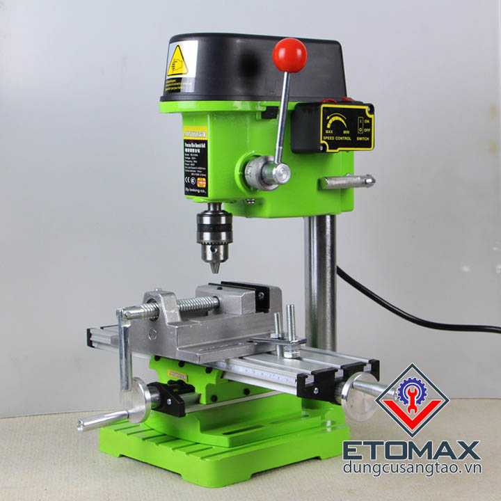Combo máy khoan bàn miniQ 480W + Ê tô và bàn trượt