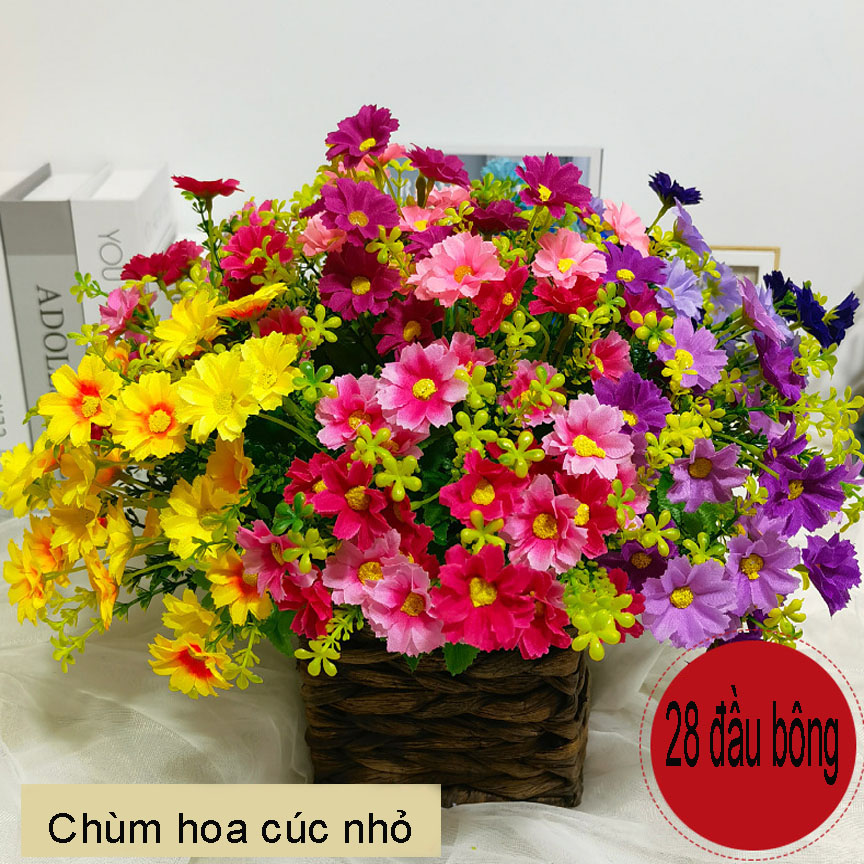 Chùm hoa cúc nhỏ VI015, hoa lụa, hoa giả trang trí