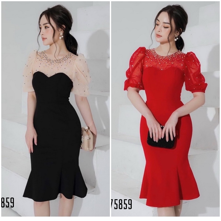 Đầm ôm đính đá sang chảnh, nổi bật đủ size 30 đến 72kg - 75859