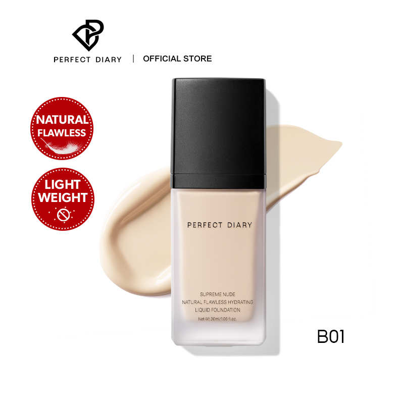 Perfect Diary Natural Flawless Long Lasting Liquid Foundation High Coverage Finish Liquid Foundation Face Makeup