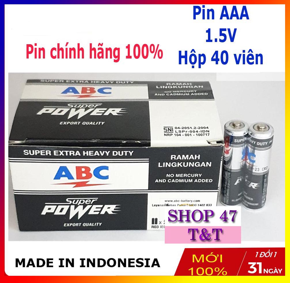Pin aaa abc super power 1.5v hộp 40 viên siêu bền
