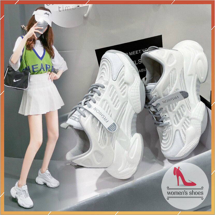 Giày Thể Thao Nữ Độn Đế Thông Hơi Thoáng Khí Cao Cấp Hót Trends