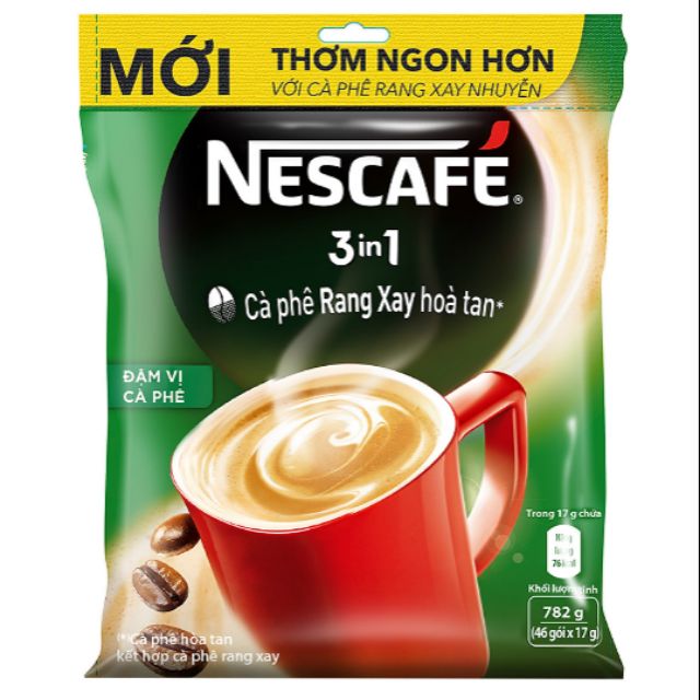 Cà phê rang xay hòa tan nescafe 3in1 đậm vị - cafe xanh bịch