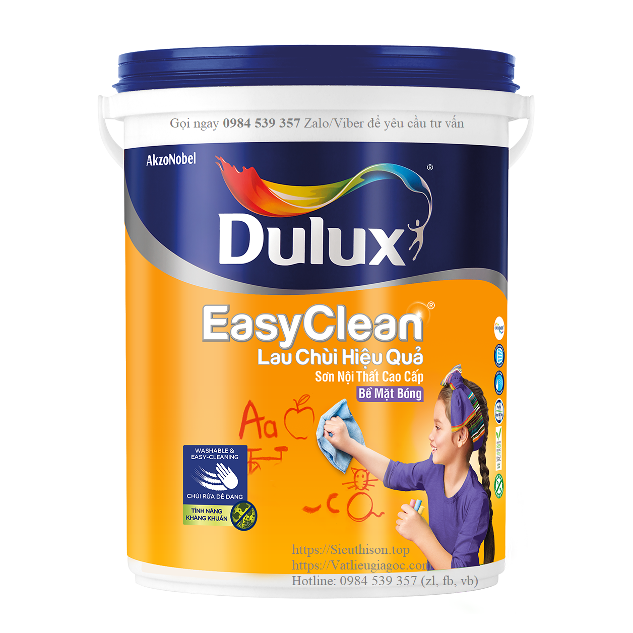 Sơn nước nội thất cao cấp dulux easyclean lau chùi hiệu quả bề mặt bóng - a991b - 1 lít