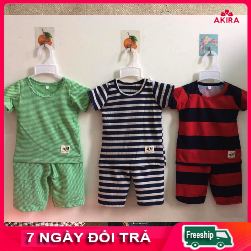 Combo 5 bộ quần áo trẻ em bé trai bé gái cotton kẻ sọc size từ 6kg đến 18kg GIAO MÀU NGẪU NHIÊN