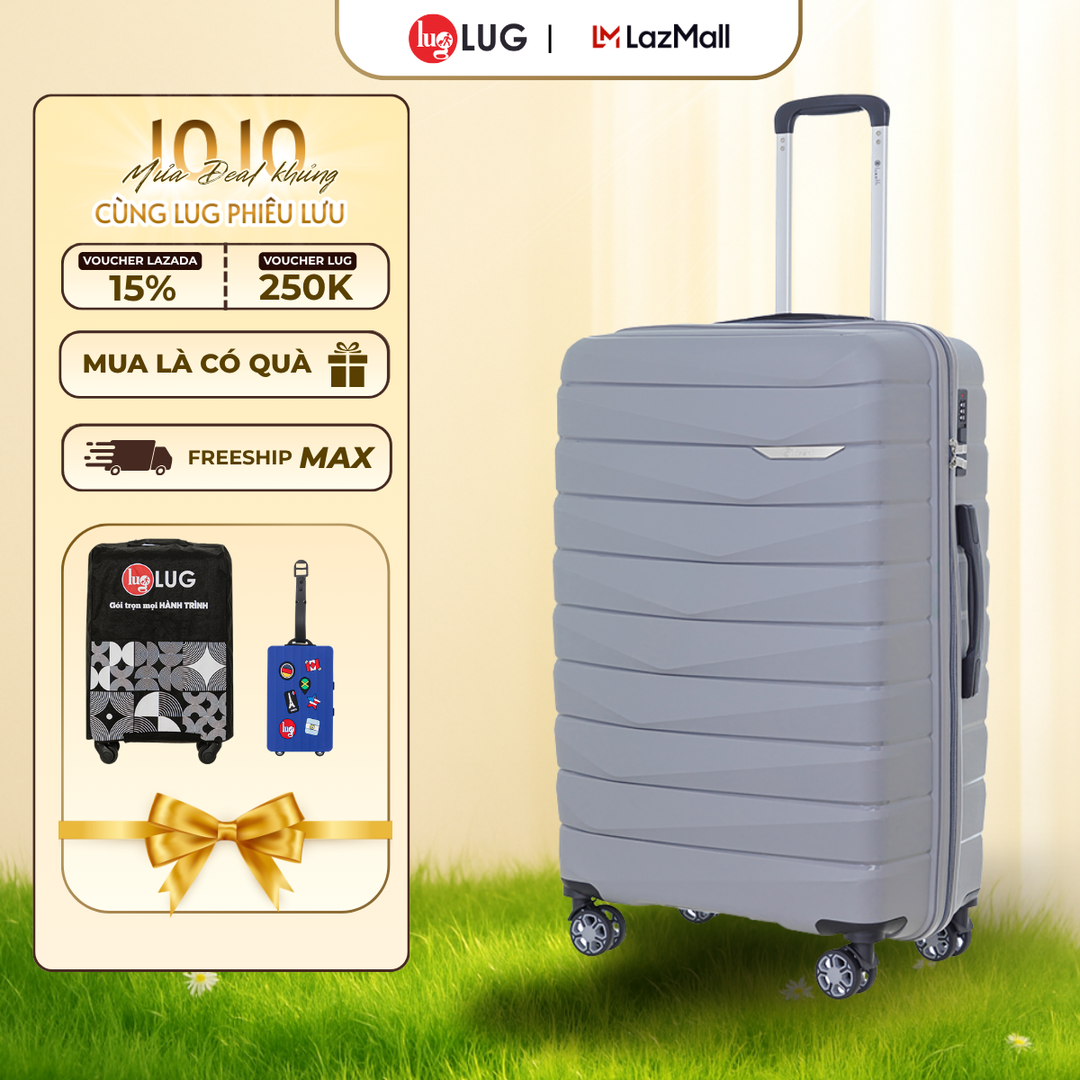 Vali Kéo LUG Lusetti MP027 S20/S24 Nhựa PP Chống Bể Vỡ - Khóa Số Âm Bảo Mật An Toàn