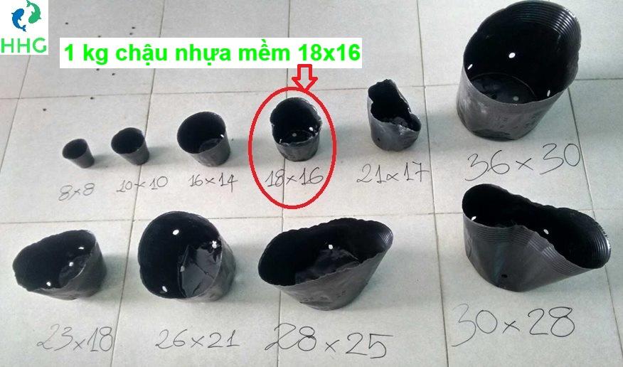 0.5kG CHẬU NHỰA MỀM ƯƠM CÂY 16x14 - BỊCH, TÚI BẦU 16X14, 0.5kg = khoảng 75 chậu 16x14