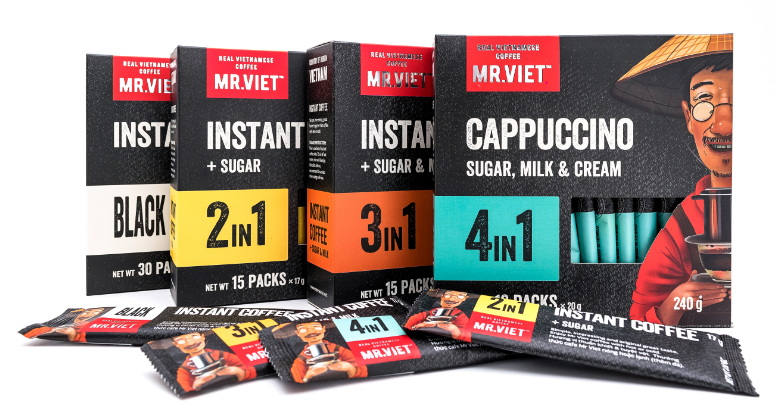Combo 4 hộp cà phê hòa tan . thương hiệu mr.viet