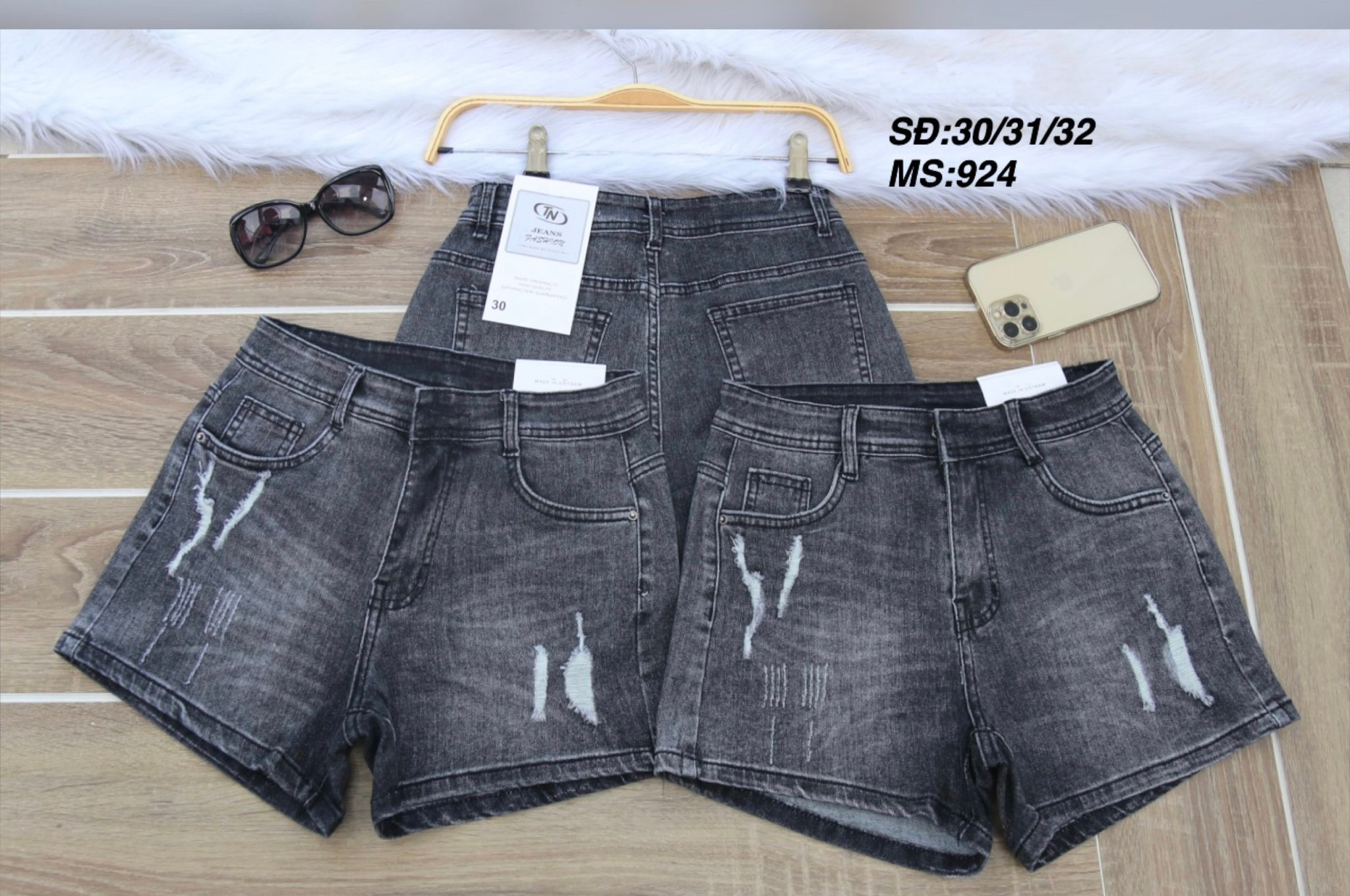 [Size đại] Quần Sọt Jean Nữ Mẫu Cào Rách Hàng Co Giãn Mạnh Màu Xám