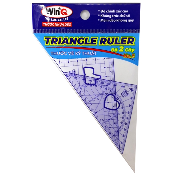 Bộ 2 cây thước kẻ dẻo eke tam giác winq qui lực no.5 cỡ nhỏ