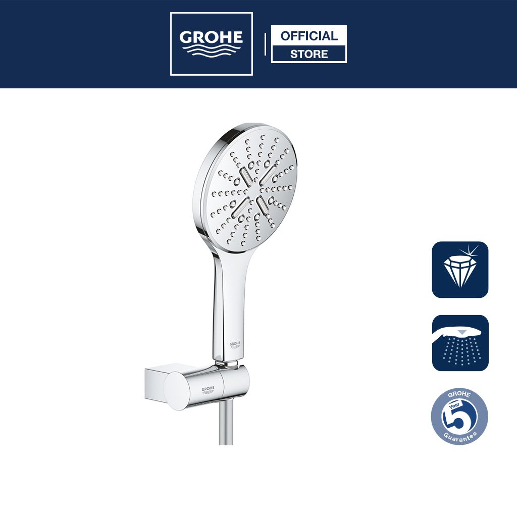 Bộ tay sen 3 chế độ kèm gác sen gắn tường grohe rainshower smartactive 130 - 26580000