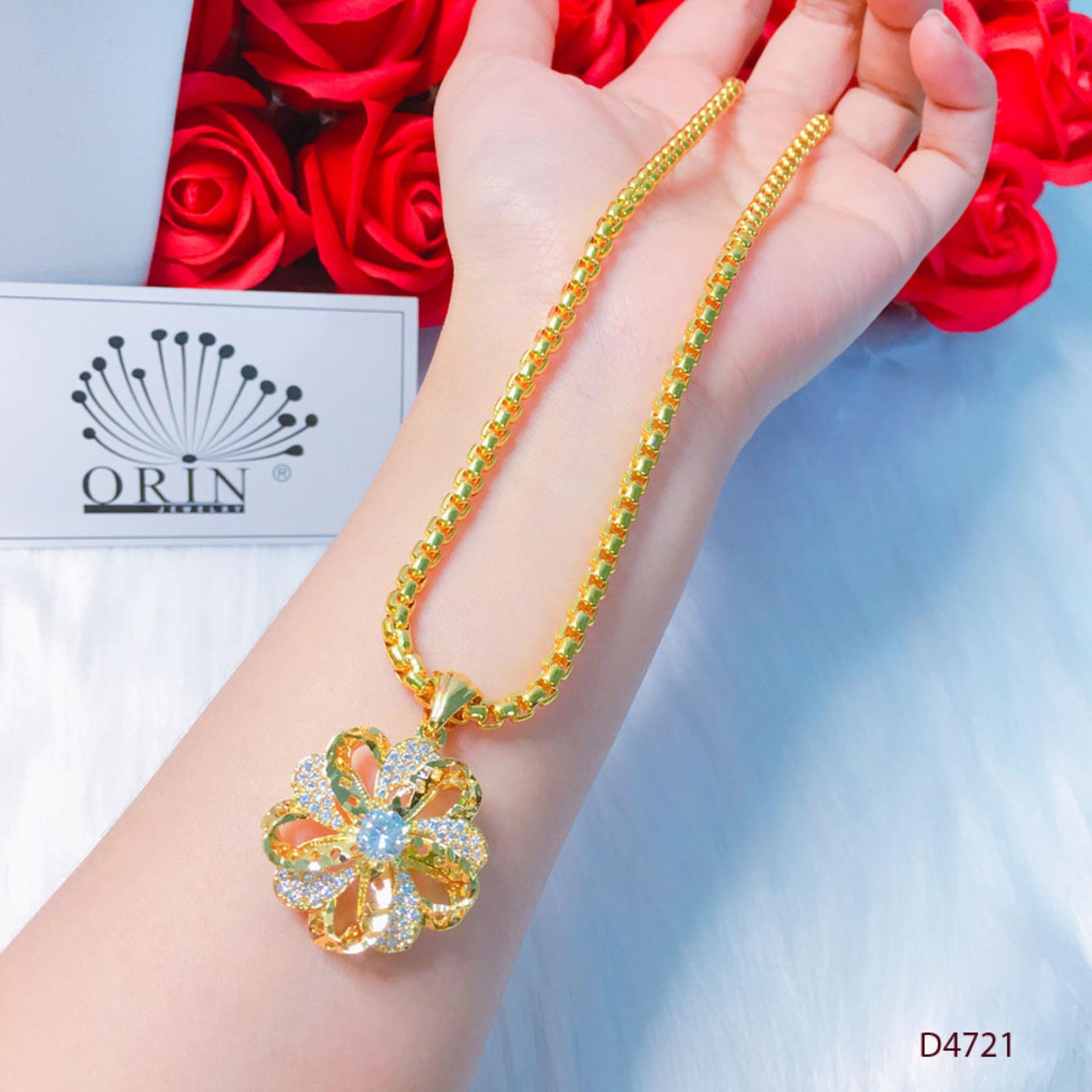 Dây chuyền nữ, dây xích mặt hoa đính đá thiết kế thời thượng  Orin D4721
