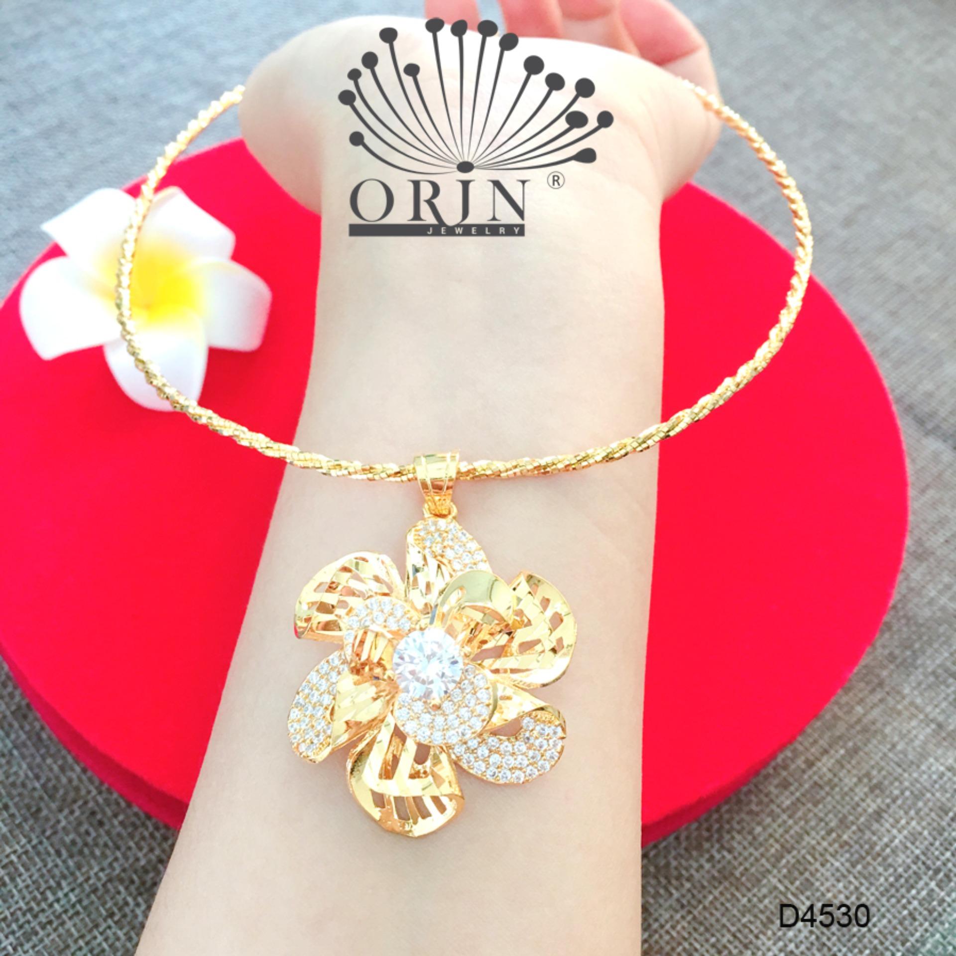 Kiềng dẻo, kiềng cổ nữ dạng bính mặt hoa xoáy đá giữa đính đá thiết kế thời thượngOrin D4530