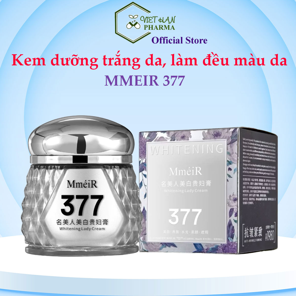  Kem dưỡng trắng da Mmeir 377 Whitening Lady Cream làm đều màu da cải thiện độ đàn hồi chống lão hóa và làm mờ nếp nhăn 
