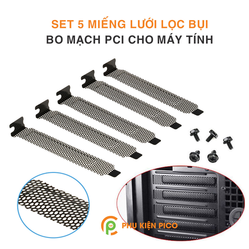 Miếng lưới lọc bụi bo mạch PCI cho máy tính - Nắp lưới khe cắm PCI - Bộ 5 miếng