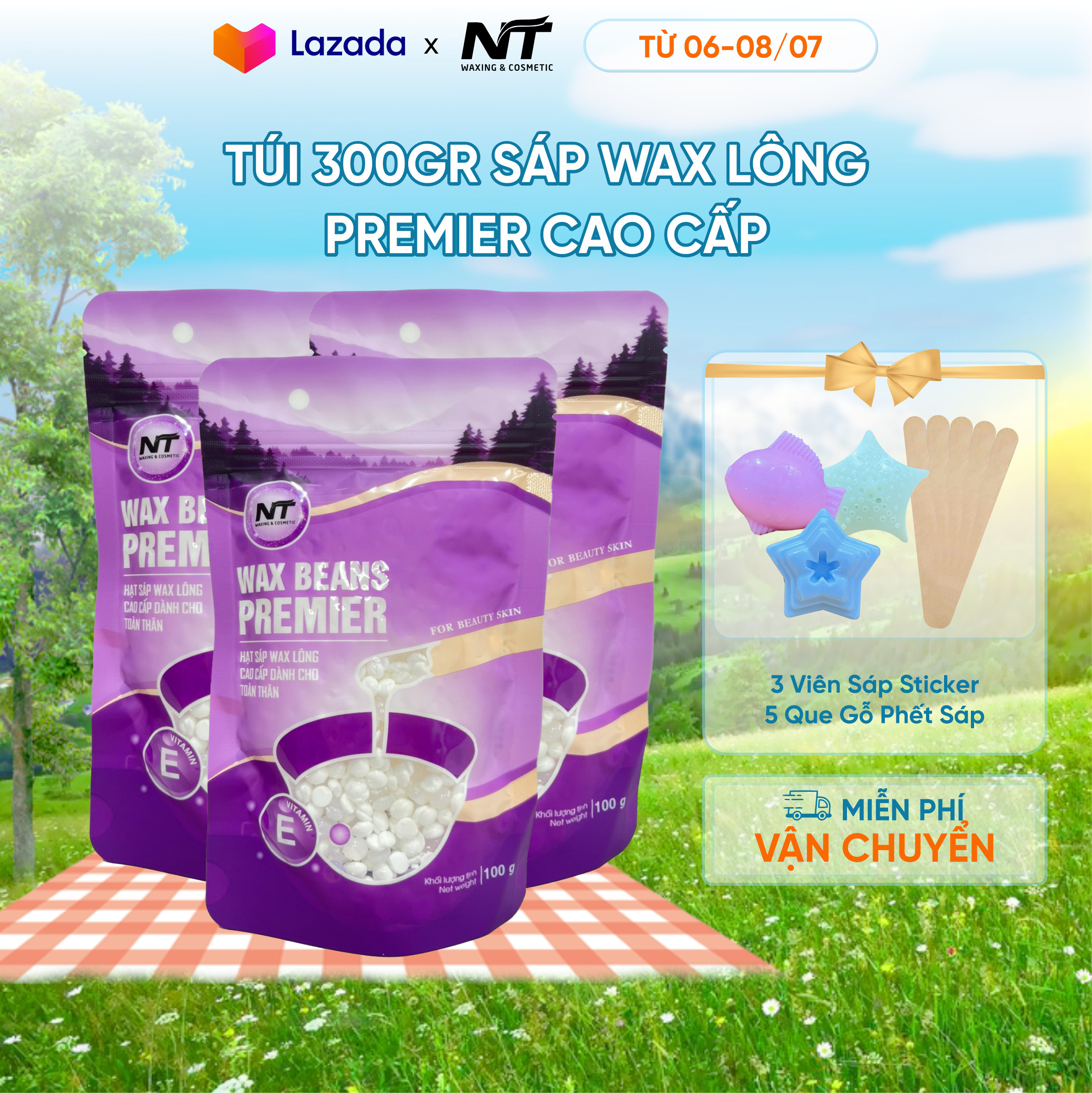 Túi 300g sáp wax lông premier cao cấp nt waxing