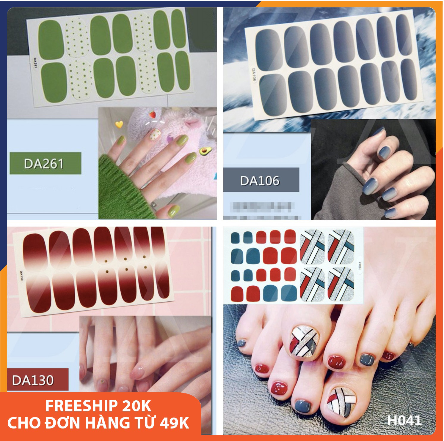 (Tặng 1 thanh nhám dũa móng tay chân)Combo 3 bộ miếng dán móng tay cute+1 bộ miếng dán móng chân - Combo miếng dán móng tay dễ thương miếng dán móng tay 3D miếng dán nail miếng dán móng chân nail sticker CB881