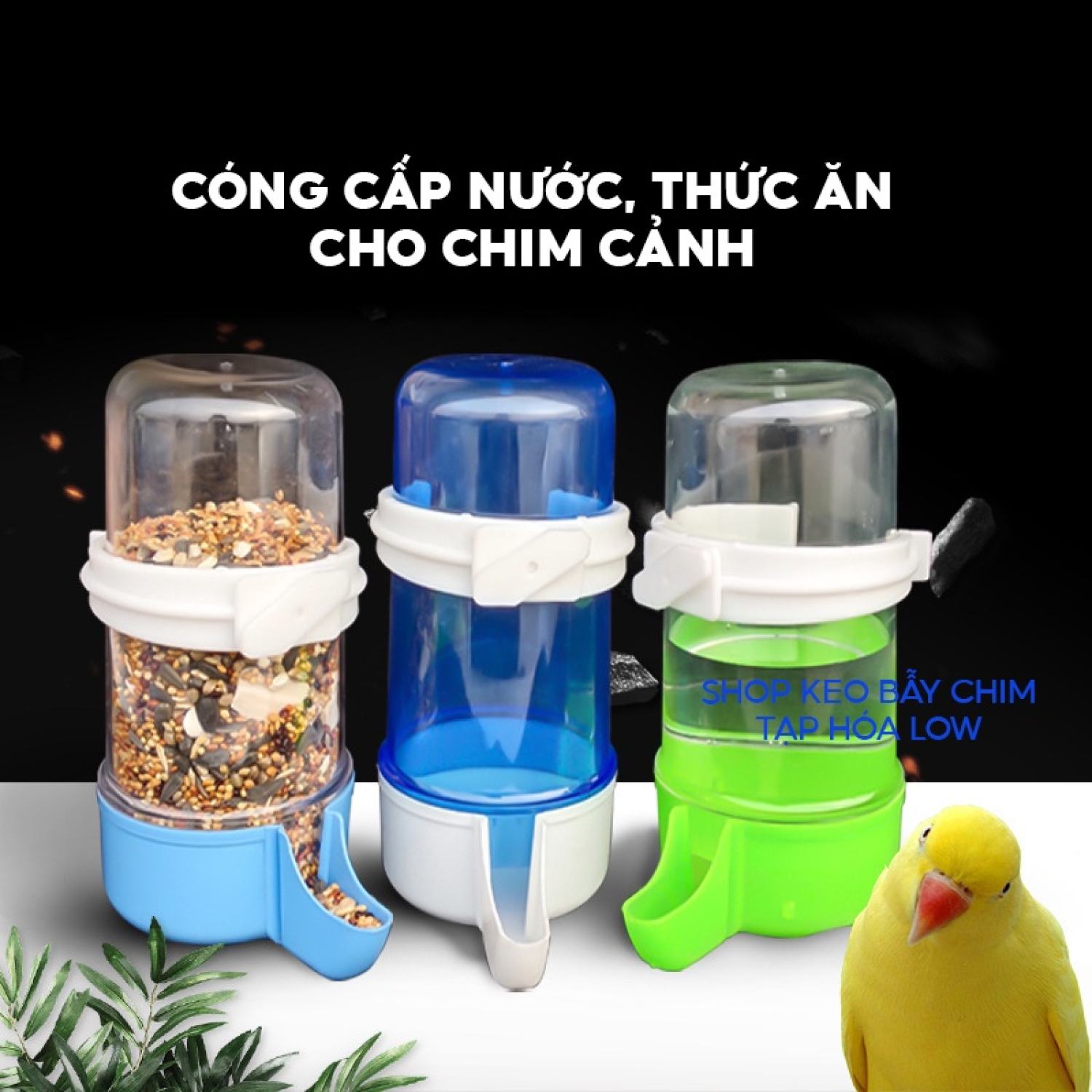 Cóng nước, thức ăn 120ml , 260ml cho chim yến hót, finch, vẹt nhỏ...
