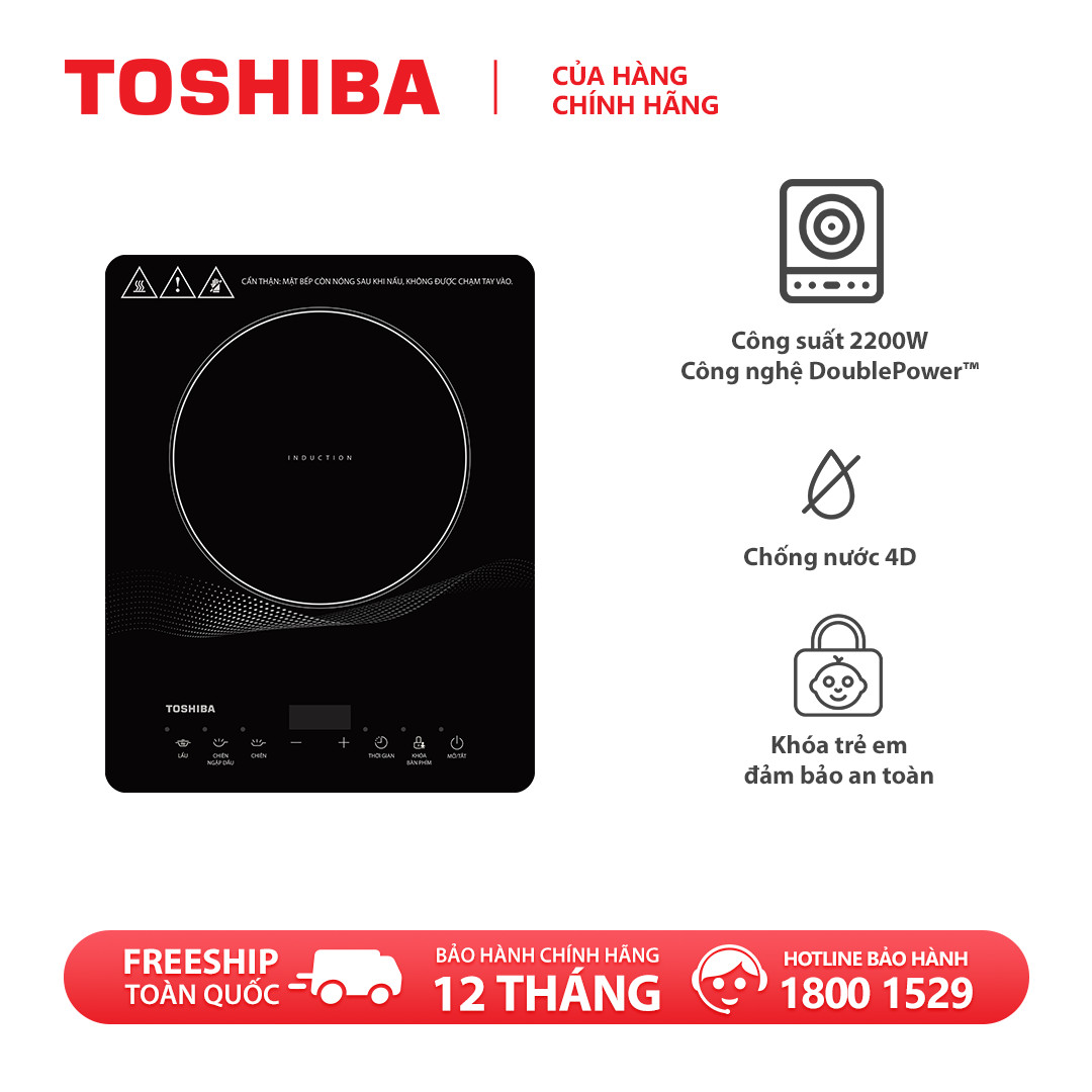Bếp từ Toshiba IC-20R1SV - Có hẹn giờ, Tặng kèm nồi, 3 chế độ nấu cài đặt sẵn - Hàng chính hãng bảo hành 12 tháng, chất lượng Nhật Bản