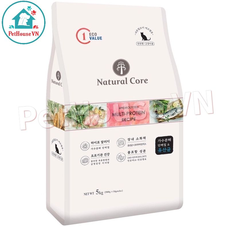 Natural core ecoc1 - bao 5kg thức ăn hạt đa đạm cho mèo vị gà, cá hồi & rau củ quả hàng chính hãng