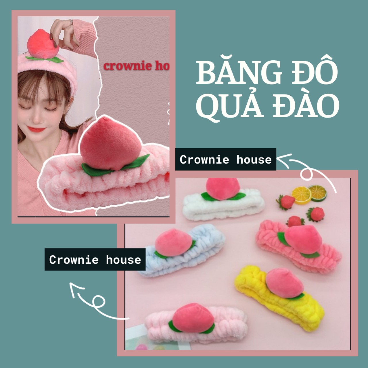 Băng đô trái đào 3d siêu cute style hàn quốc