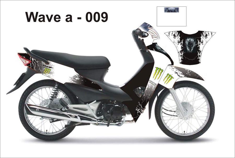 tem trùm xe máy wave chế đẹp - giá rẻ - tem đen trắng chất