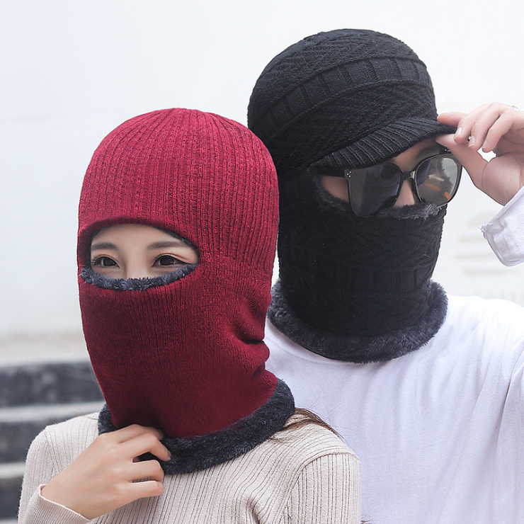 Mũ len trùm đầu nam nữ che kín đầu mặt cổ bên trong lót lông giữ ấm mùa đông