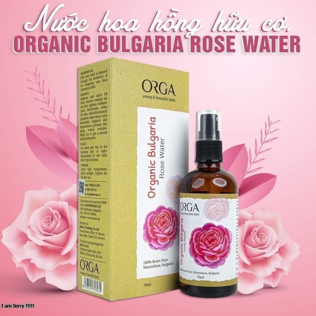 Tinh Chất Nước Hoa Hồng Dưỡng Ẩm Da Se Khít Chân Lông ROSE WATER ORGANIC BULGARIA