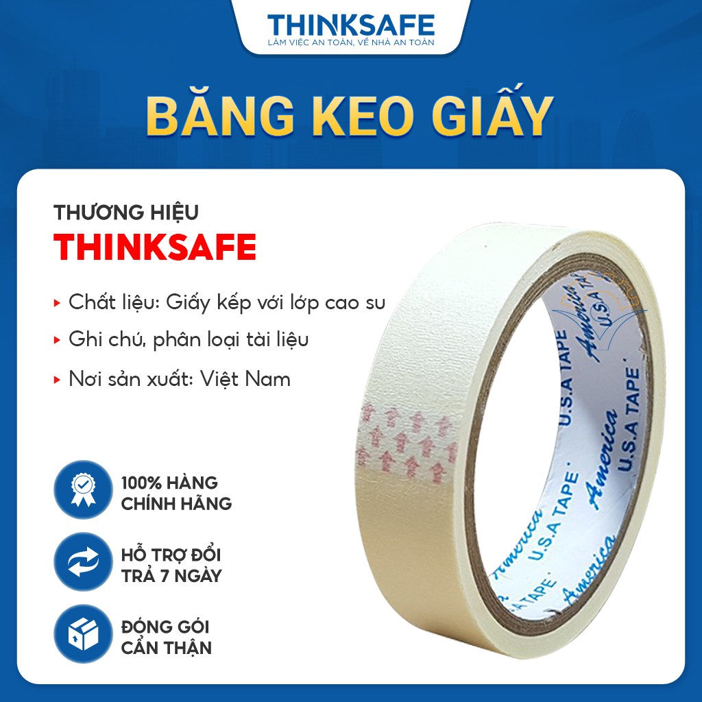 Băng keo giấy đa dụng, bám dính rất tốt, viết chữ ký hiệu, không gây trầy xước, dễ sử dụng, một mặt - Thinksafe