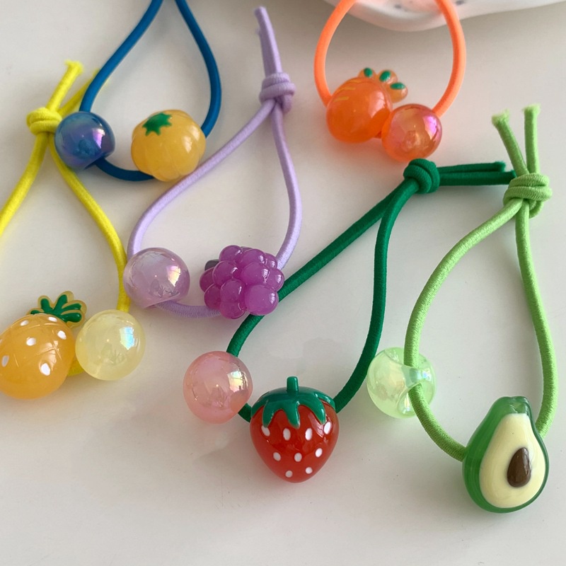 Chun cột tóc mix bóng và trái cây cute