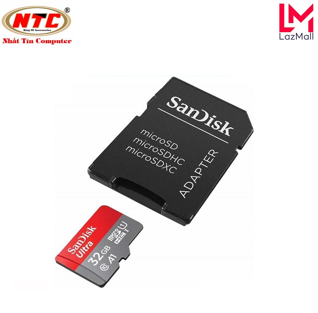 Thẻ nhớ MicroSDHC SanDisk Ultra A1 32GB Class 10 U1 98MB/s kèm adapter (Đỏ) - Nhat Tin Authorised Store