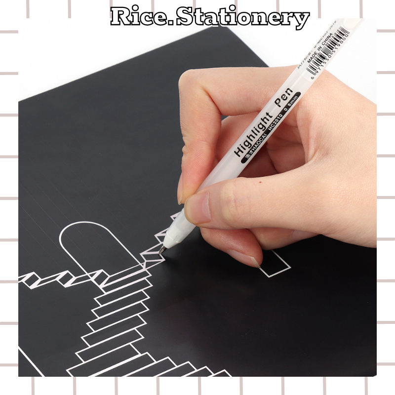Bút line mực trắng ngòi 0.8mm trang trí, vẽ tranh ricestationery