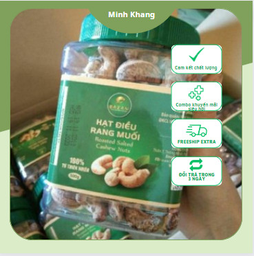 500G Hạt Điều Nguyên Bình Phước Rang Củi - Hạt điều rang muối