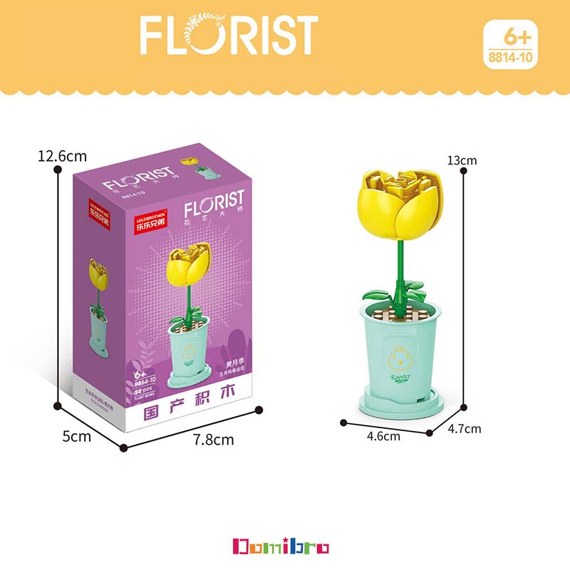 Đồ chơi lắp ráp Lego Hoa May Mắn ứng với 12 Con Giáp, mô hình lắp ráp Lego Chậu Hoa Mini để trang trí decor bàn học