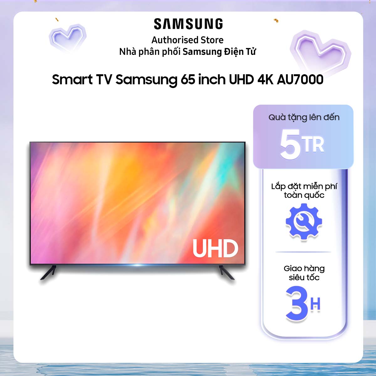 [Giao hàng và lắp đặt nội thành phố HCM trong 2H] 65AU7000 - Smart Tivi Samsung Crystal UHD 4K 65 inch UA65AU7000 UA65AU7000KXXV