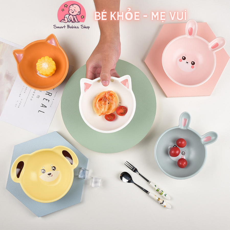 Bát ăn dặm, chén ăn cho bé chất liệu sứ lì cao cấp hình thú giúp bé ăn ngon