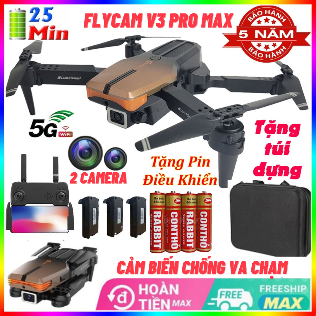 Máy bay điều khiển từ xa 4 cánh có camera - fly camera mini drone v3 pro max - máy bay camera - fly cam giá rẻ - phờ lai cam - play camera chất hơn f11 pro 4k, mavic 2 pro, l900 pro, s70w, e58…