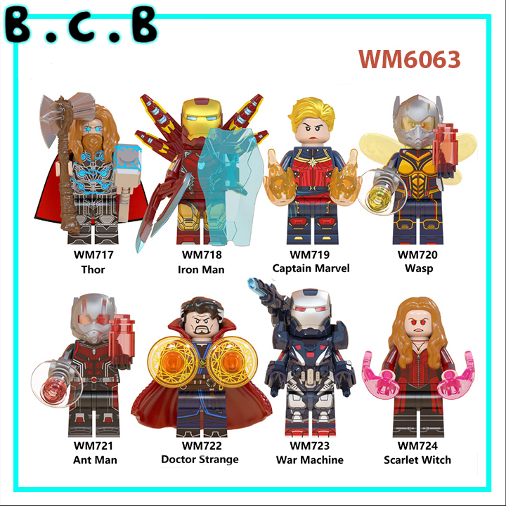 Ant Man The Wasp Thor Strange Warmachine Wanda Biệt Đội Báo Thù Đồ chơi Lắp ráp Minifigure Siêu anh hùng WM6063
