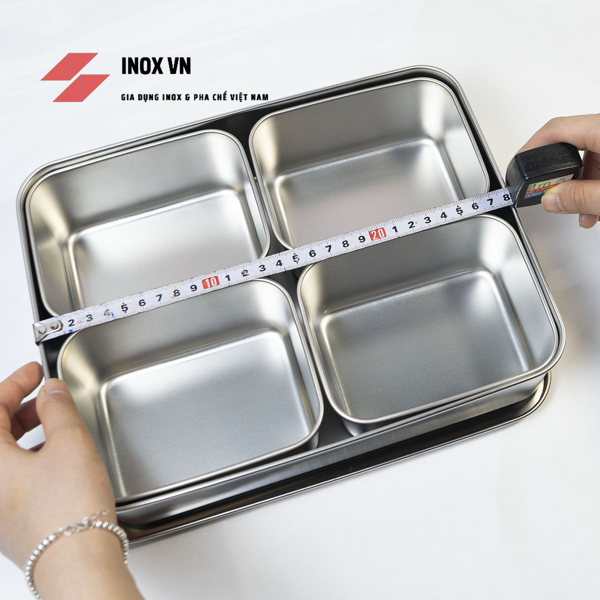 Bộ khay gia vị - đựng Topping thạch Trà sữa 4-6-8 ngăn có nắp nhiều kích thước INOX VN
