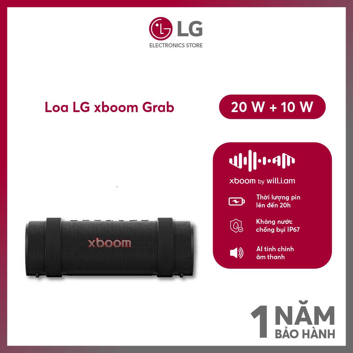 [MODEL 2025] Loa bluetooth LG xboom Grab - tinh chỉnh bởi will.i.am