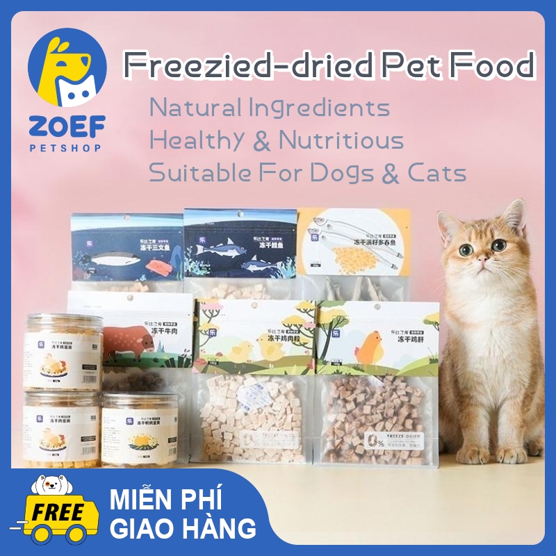 ZOEF 500g Value Pack Freeze-dried Cat Dog Food Pet Reward Snacks Đồ Ăn Nhẹ Xách Tay Đồ Ăn Nhẹ Di Động Vịt Gà Vị Cá 5g/túi LI0294