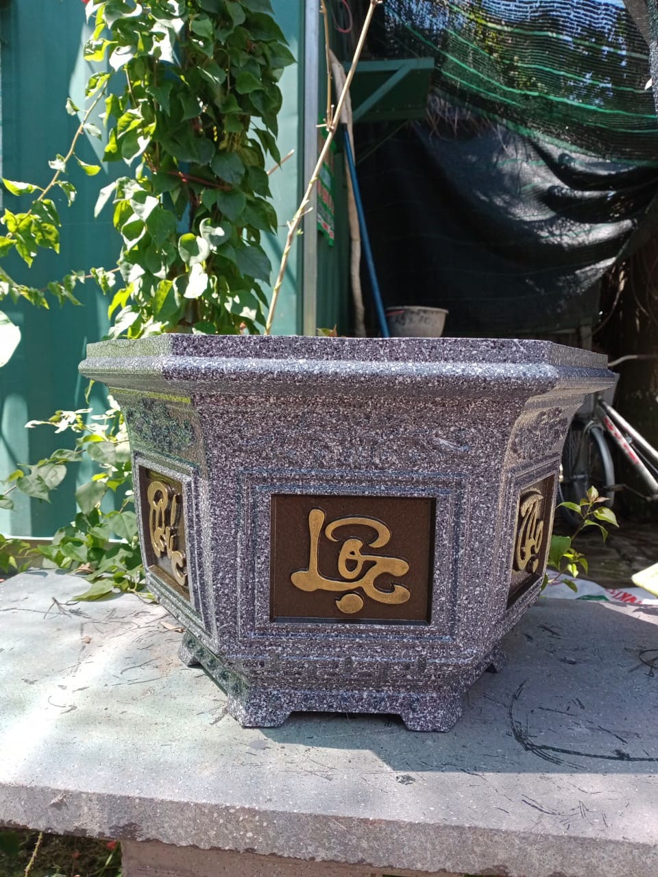 Khuôn đúc chậu lục giac 38 phúc lộc thọ (mẫu mới 2020)