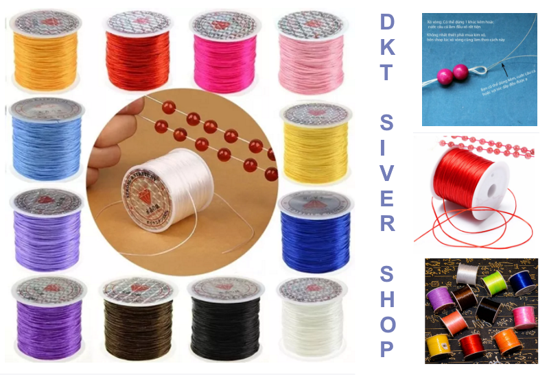 Cước chun dây chỉ thun co giãn đàn hồi tốt dùng xỏ vòng tay phong thủy dài 50 m phụ kiện làm trang sức handmade đủ màu