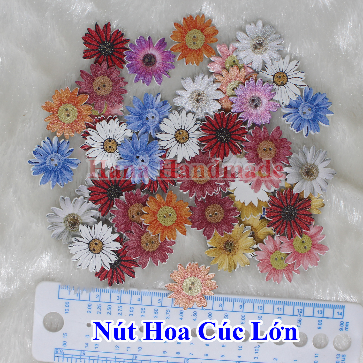 Nút gỗ hoa cúc (50 cái)