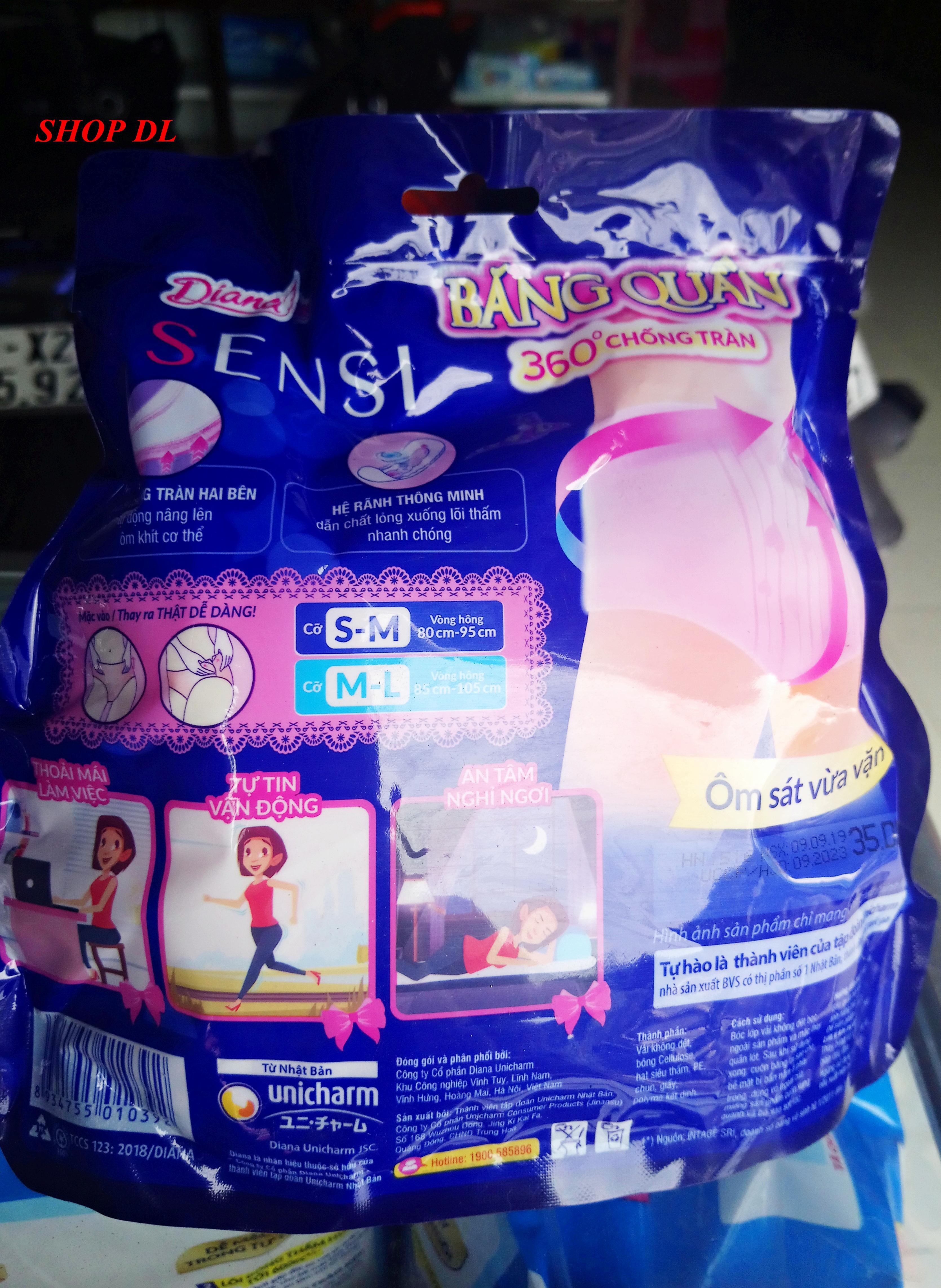 Băng vệ sinh Diana Sensi quần băng size S-M (2 cái/bịch) (bao bì mới)