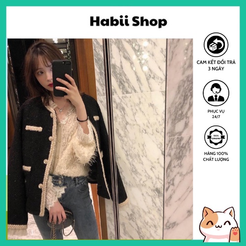 Áo dạ Tweed nữ hàn quốc dáng ngắn - Áo khoác nữ đẹp sang chảnh HABII AD01