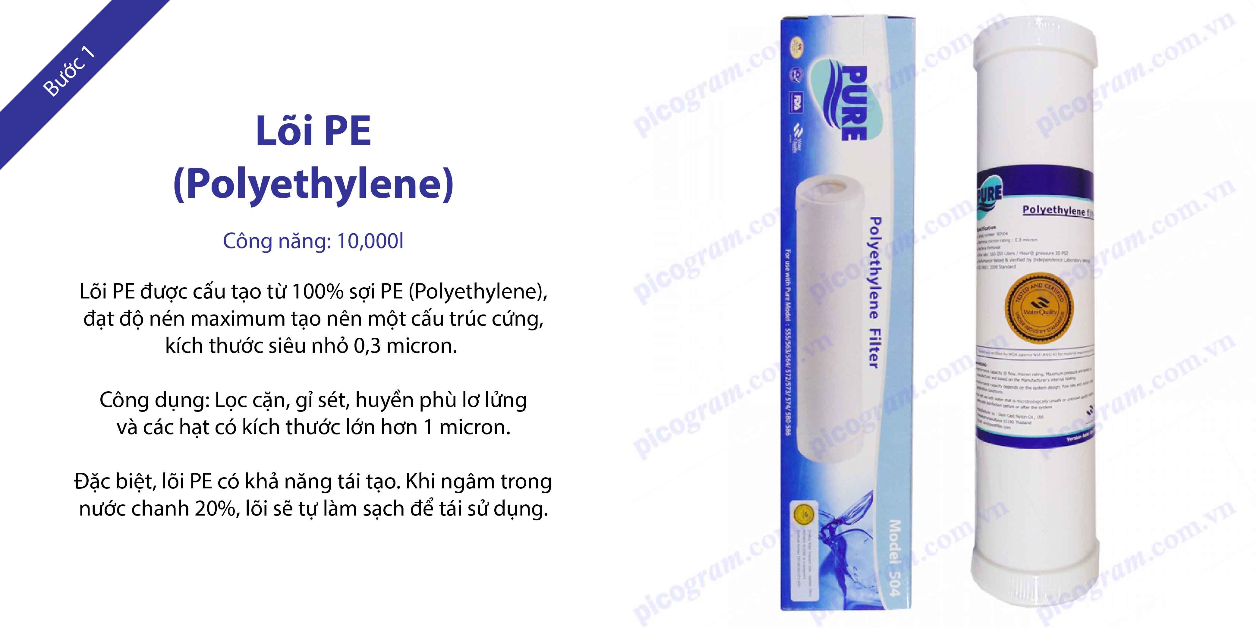 Lõi lọc PE (Polyethylen) Pure ( PE 리필 필터)