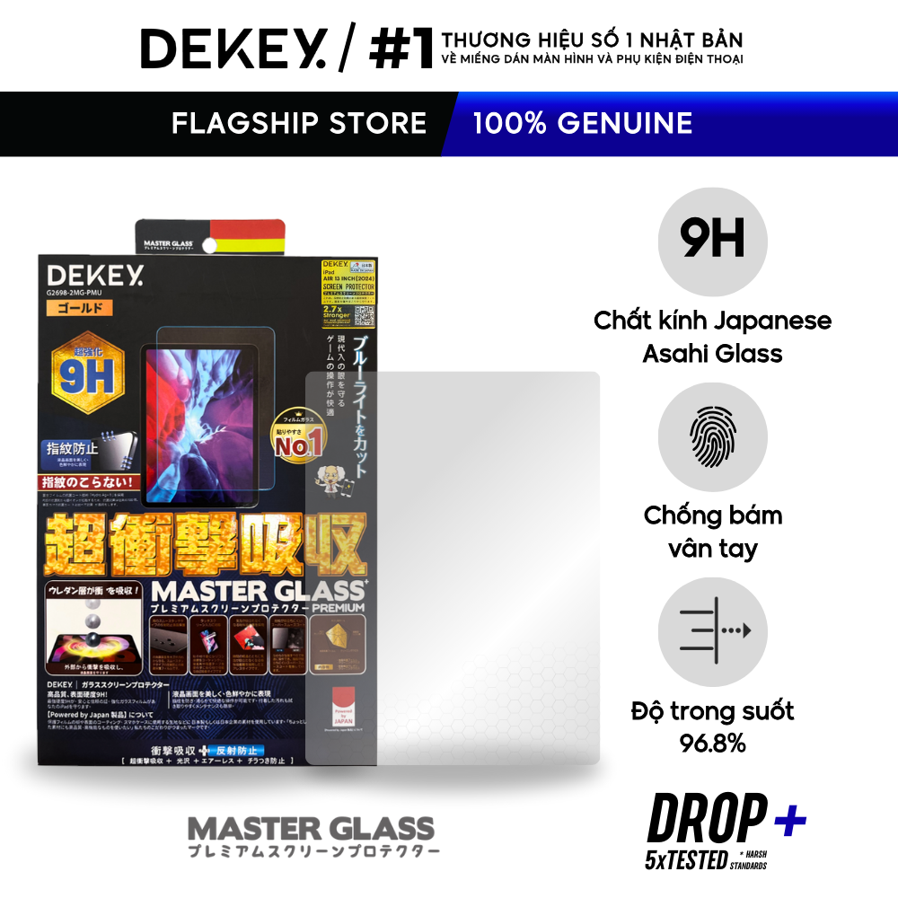 "NEW 2024" Kính Cường Lực Máy Tính Bảng 9H DEKEY Master Glass Premium Dán Cho iPad Pro 11/ Air 11/ Pro 13/ Air 13 inch Siêu Trong Suốt Không Viền