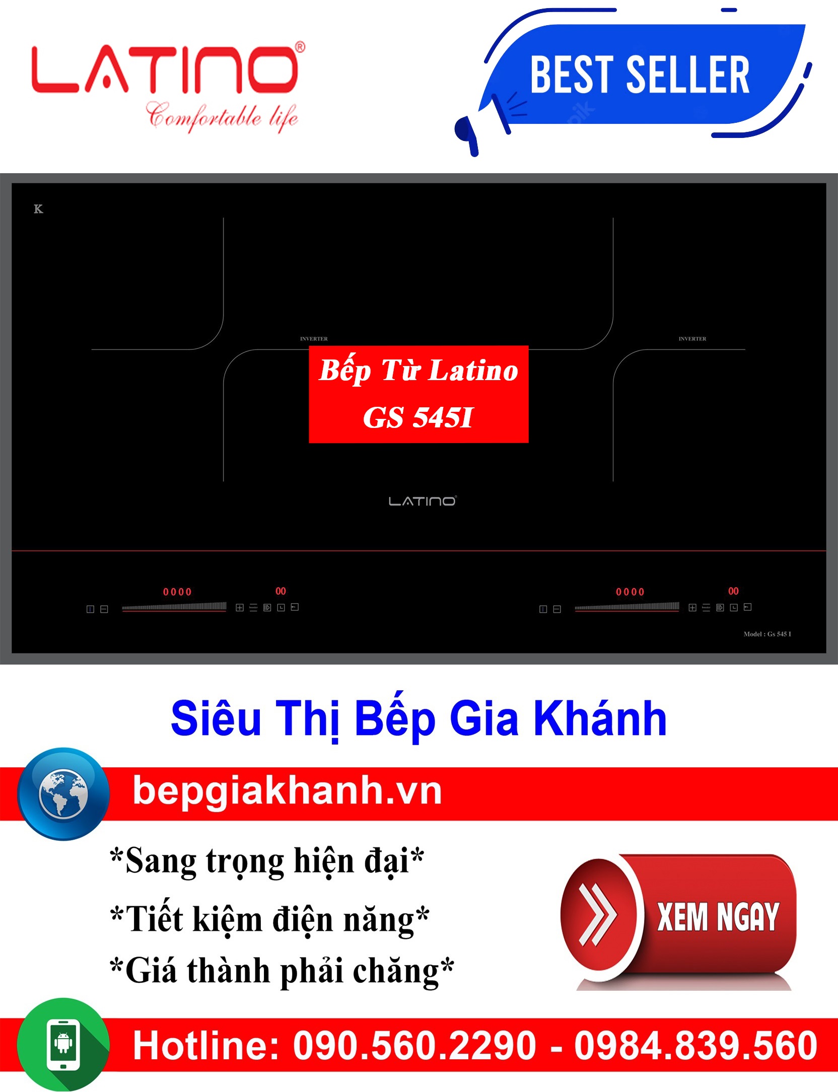 [HCM]Bếp từ đôi Latino GS 545I, bếp từ, bếp điện từ, bếp từ đôi, bếp điện từ đôi, bếp từ giá rẻ, bếp điện từ giá rẻ, bếp từ đơn, bep tu don, bep tu