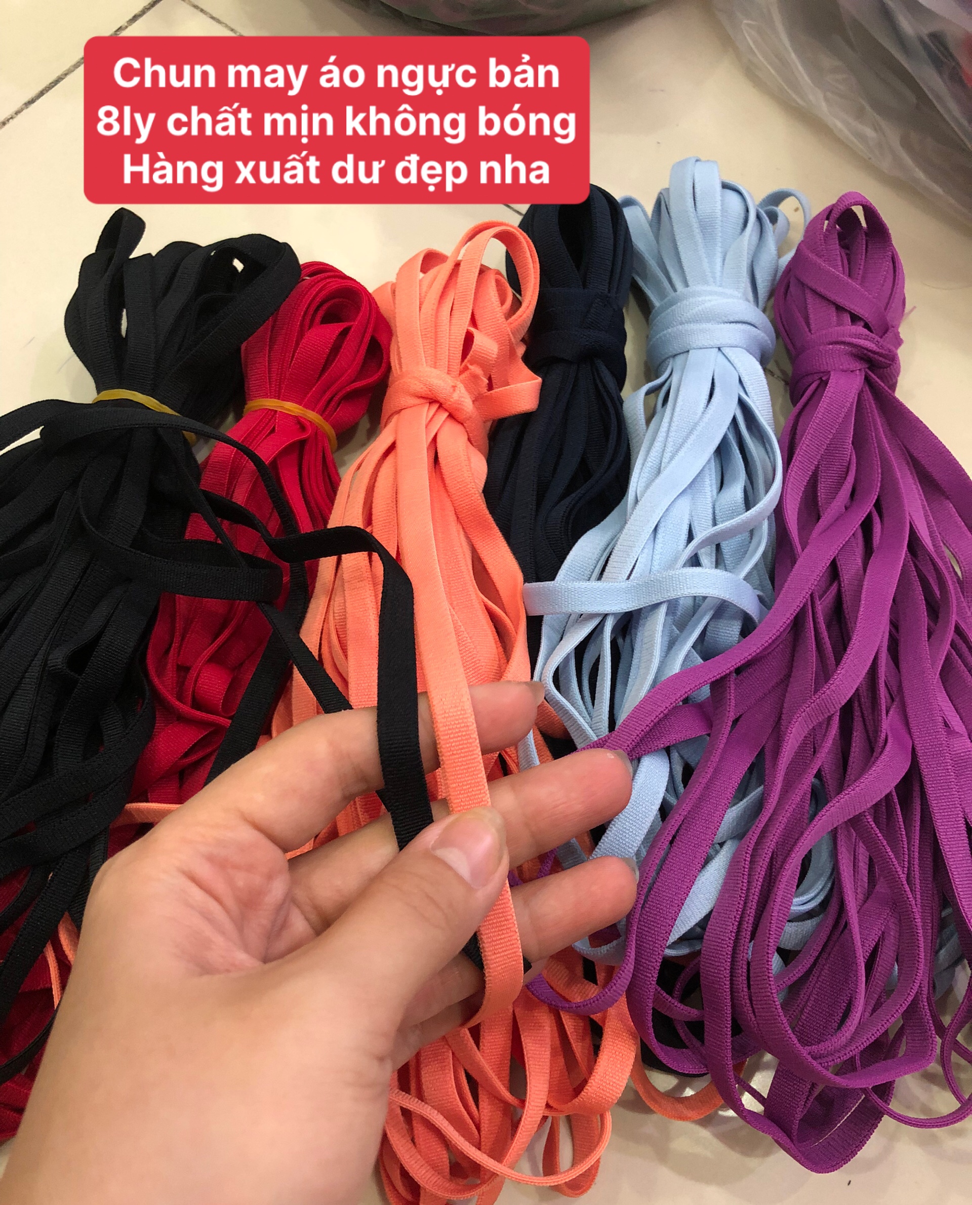 Chun may quai áo ngực bản 8ly chất đẹp co dãn tốt